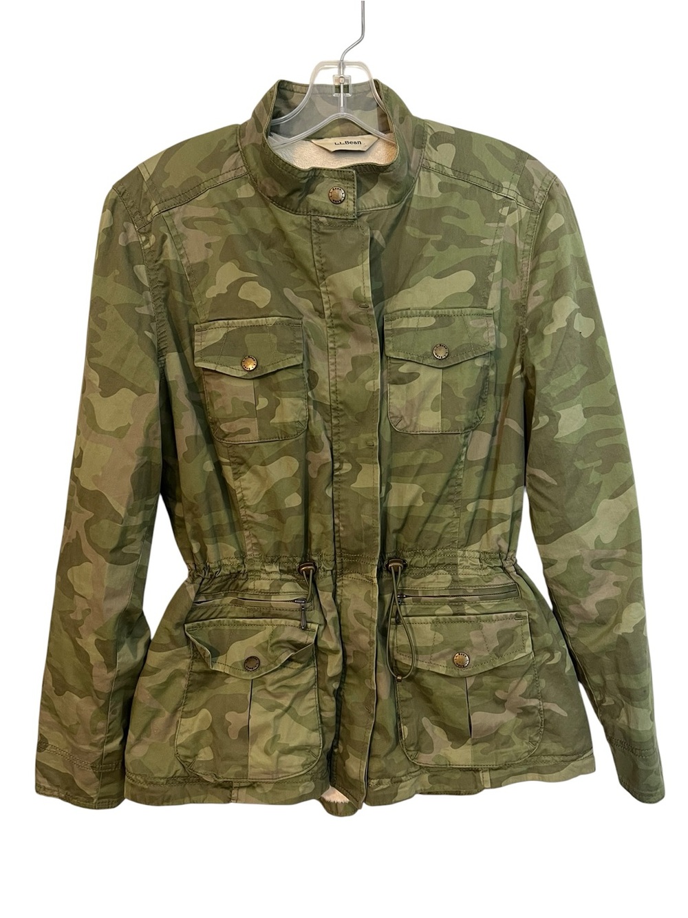 L.L.Bean Camo Utility Jacket Womens S Fleece Lined Military Field Cargo Coat